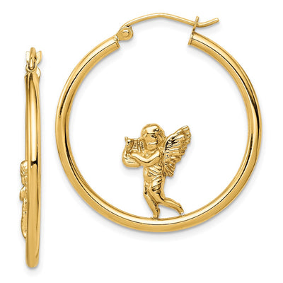 14K with Angel Hoop Earrings