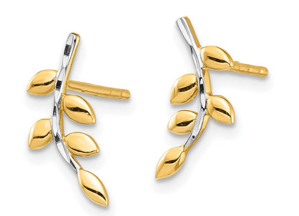14k Yellow & Rhodium Earrings Style TF1549 - Classique Jewelry Inc.