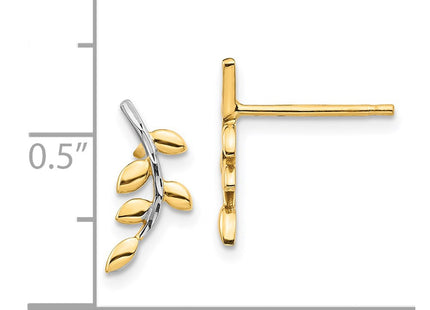 14k Yellow & Rhodium Earrings Style TF1549 - Classique Jewelry Inc.