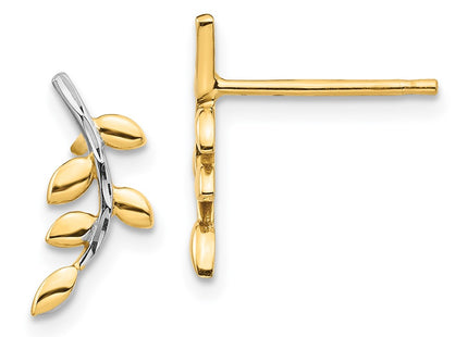 14k Yellow & Rhodium Earrings Style TF1549 - Classique Jewelry Inc.