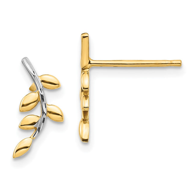 14k Yellow & Rhodium Earrings Style TF1549 - Classique Jewelry Inc.