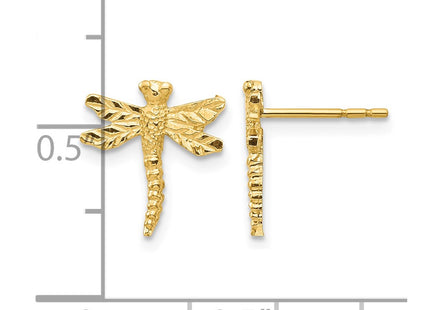 14K gold dragonfly earrings, further view