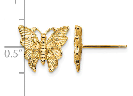 14k Polished Butterfly Post Earrings, 12 x 12.45mm