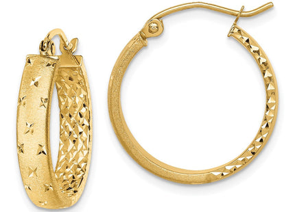 14k Polished Diamond-cut In/Out Hoop Earrings (Style TF1572)