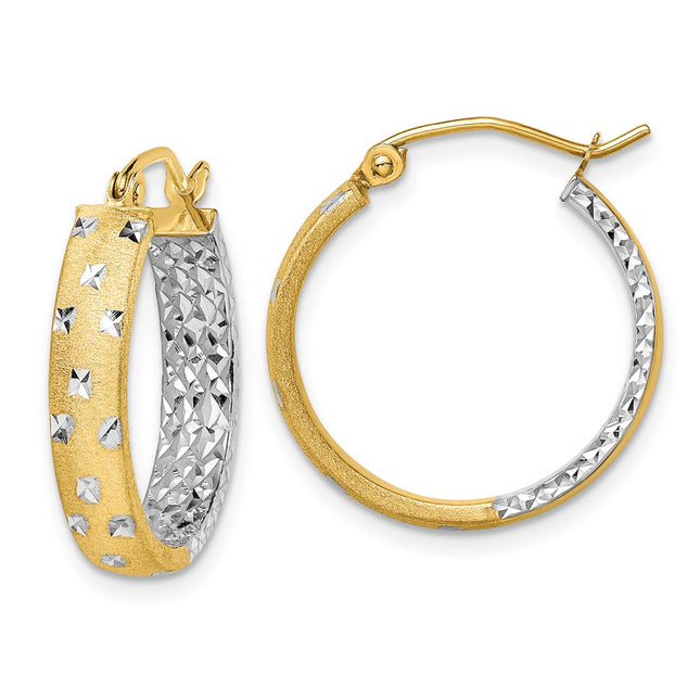 14k Yellow & Rhodium Earrings Style TF1575 - Classique Jewelry Inc.