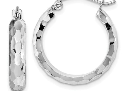14K White Gold Diamond Cut Hoop Earrings (Style TF1586)