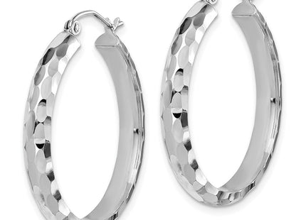 14K White Gold Diamond Cut Hoop Earrings (Style TF1587)