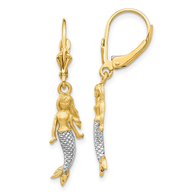 14k Yellow & Rhodium Earrings Style TF1598 - Classique Jewelry Inc.
