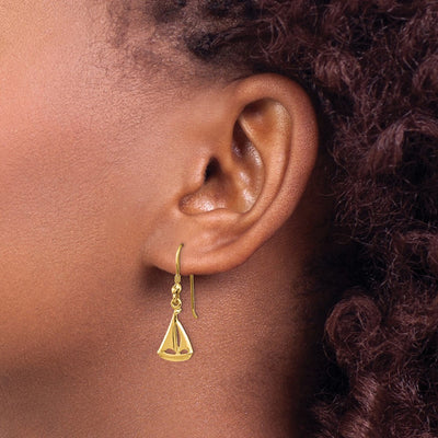 14K Sailboat Shepherd Hook Earrings
