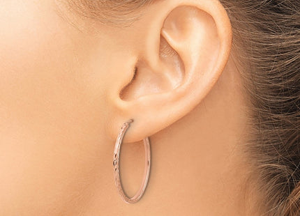 14K rose gold hoop earrings, another view