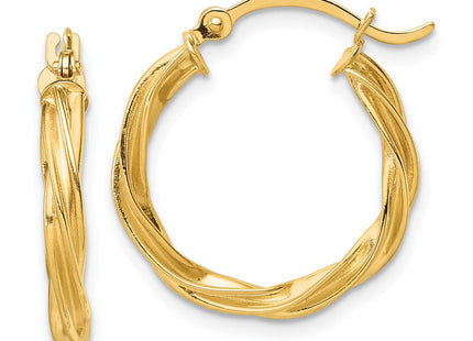 14k Polished Twisted Hoop Earrings (Style TF1606)