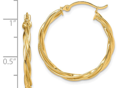 14k Polished Twisted Hoop Earrings (Style TF1607)