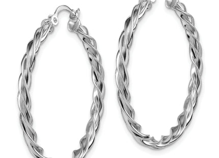 14K Polished White Gold Twisted Hoop Earrings, 33.75 x 2.5mm