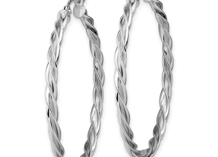 14K Polished White Gold Twisted Hoop Earrings (Style TF1609W)