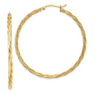 14k Polished Twisted Hoop Earrings (Style TF1610)