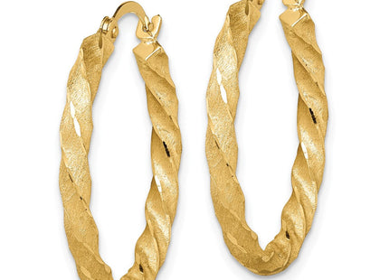 14K Twisted Satin Diamond-Cut Hoop Earrings (Style TF1611)