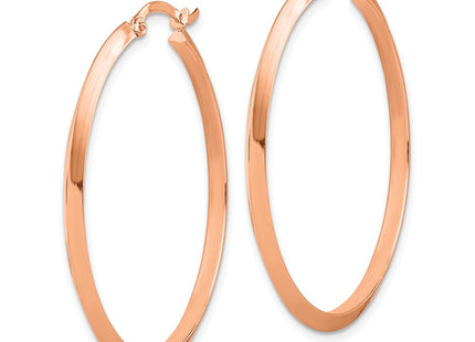14K rose gold hoop earrings, alternate view