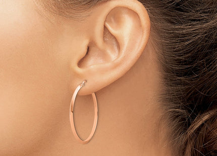 14K rose gold hoop earrings, another view