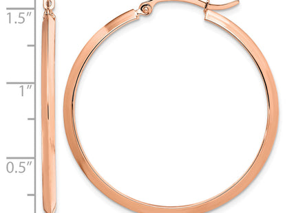 14k Rose Gold Polished Hoop Earrings, 39.25 x 2.25mm