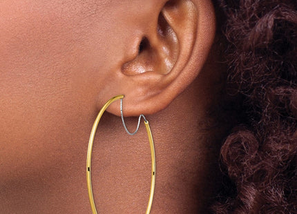 14K Two-Tone Large D/C Wire Polished Hoop Earrings (Style TF1643)