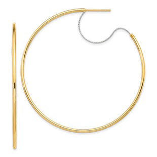 14K Two-Tone Large D/C Wire Polished Hoop Earrings (Style TF1643)