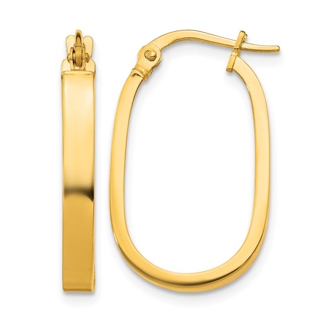 14k Oval Hoop Earrings, 23.81 x 15.03mm