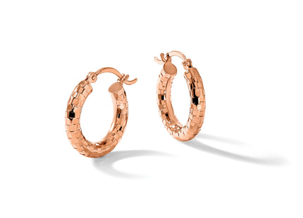 14k Rose Gold Diamond-cut Hoop Earrings