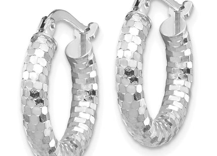 14K White Gold Diamond Cut Hoop Earrings (Style TF1700W)