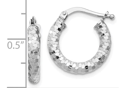 14K White Gold Diamond Cut Hoop Earrings (Style TF1700W)