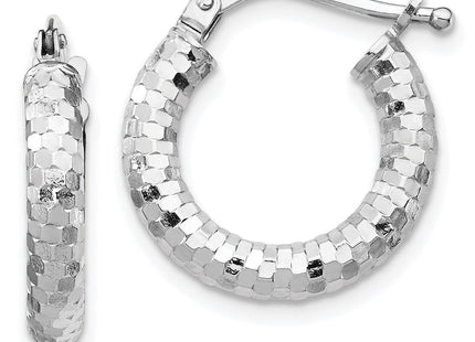 14K White Gold Diamond Cut Hoop Earrings (Style TF1700W)