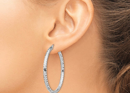 14K White Gold Diamond Cut Hoop Earrings (Style TF1705W)