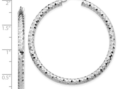 14K White Gold Diamond Cut Hoop Earrings (Style TF1705W)