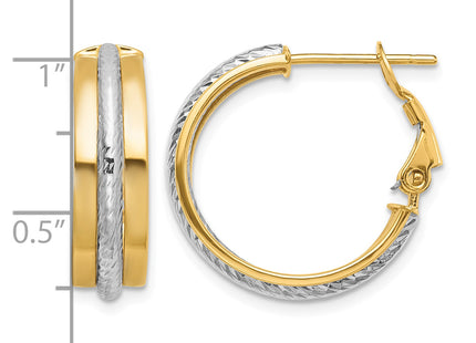 14K Two-tone Polished Diamond-Cut Hoop Earrings