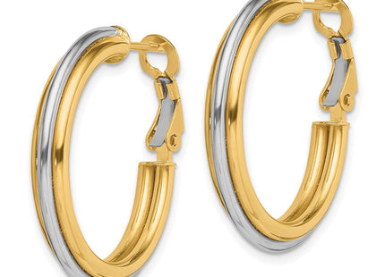 14K Two-tone Polished Omega Back Hoop Earrings (Style TF1721)