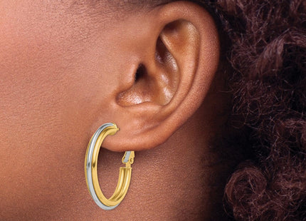 14K Two-tone Polished Omega Back Hoop Earrings (Style TF1721)