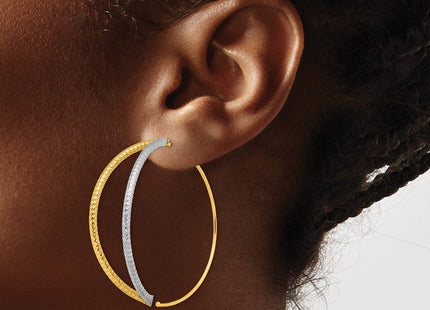14k Yellow & Rhodium Earrings Style TF1729 - Classique Jewelry Inc.