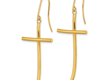 14K Polished Cross Dangle Earrings, 43.3 x 21.9mm