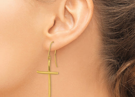 14K Polished Cross Dangle Earrings, 43.3 x 21.9mm