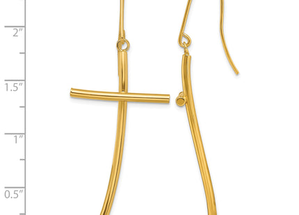 14K Polished Cross Dangle Earrings, 43.3 x 21.9mm