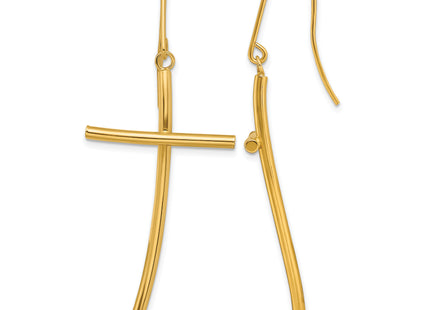 14K Polished Cross Dangle Earrings, 43.3 x 21.9mm