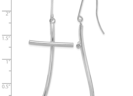 14K White Gold Polished Cross Dangle Earrings