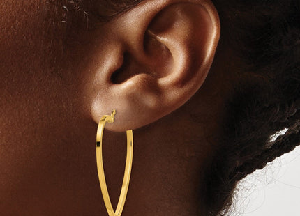 14K Polished Heart Hoop Earrings (Style TF1744)