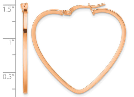 14K Rose Gold Polished Heart Hoop Earrings