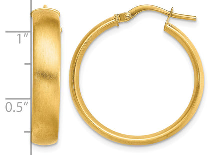 14K Medium x5mm Satin Hoop Earrings