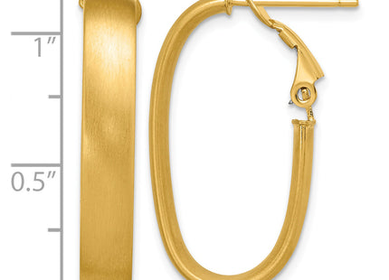 14K Satin Oval Omega Back Hoop Earrings