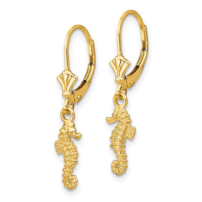14K Seahorse Leverback Earrings
