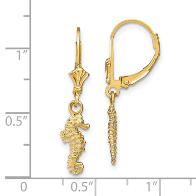 14K Seahorse Leverback Earrings