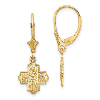 14K gold cross drop earrings