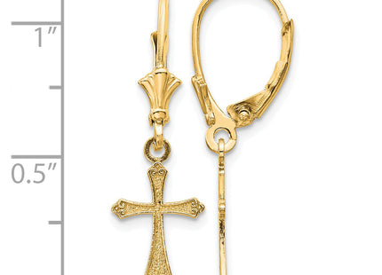 14k Cross Leverback Earrings