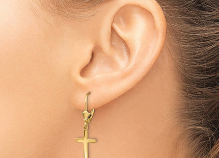 14k Polished Cross Leverback Earrings (Style TF1776)
